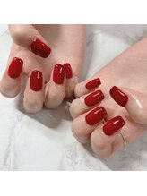 ブラン(blanc)/赤のワンカラーネイル