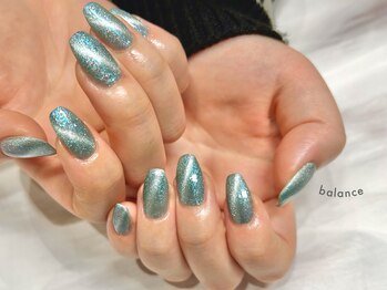 シンプルジェルネイル専門店 バランス(balance)/ブルーマグネット夏色ネイル♪