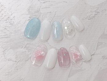ジェムネイル(gem nail)の写真/今話題のレース・チークネイルも◎定額プランでマグネットも楽しめる♪ジェル付け替えオフ無料！