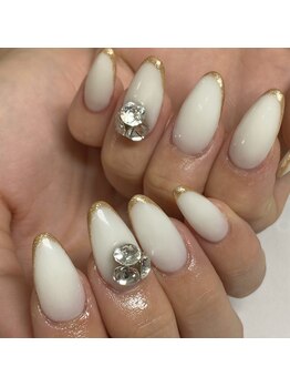 ネイルキュート アンド クールラッシュ 亀有店(nailcute & CoolLash)/シンプルスカルプ ラメフレンチ