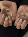 クリア×シルバーパーツネイル