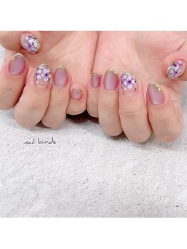 ネイルバーズ(nail birds)/手描き紫陽花ネイル