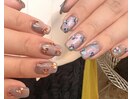 パープルフラワーホロネイル
