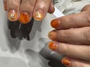 オレンジ×天然石風デザイン
