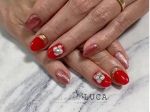 ネイルアトリエルカ(nail atelier LUCA)/W-281 大人レッドビジューネイル