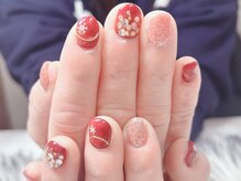 アンジュ(Ange)/冬ネイル/ボルドーラメ/結晶