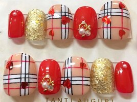 チェック×ハートネイル♪