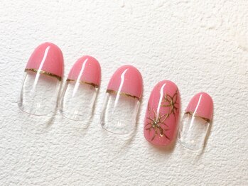 ミンクスタイル 浜松町店/ストレートフレンチ和柄風ネイル