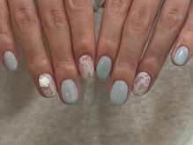 ジェミーネイル シンジュク(Jemiy nail shinjuku)/【Airi】水色レースバラ¥7980