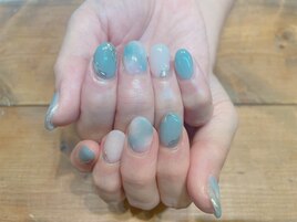 水色ターコイズ/ミラー/シンプル