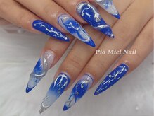 ピオミエルネイル 新宿(pio miel nail)/ブルー×ミラーのアートグラデ