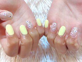 イエロー×小花ネイル【定額】