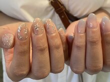 ワンスアポンアタイム(Once upon A time)/Metalic flower&gradation nail