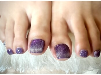 アミュリー ネイル アトリエ(Amury nail atelier)/ミラーネイル パープル シンプル