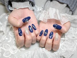 navy heart nail