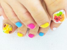 エムネイル(M Nail)/フットネイル(押し花＆ひまわり)