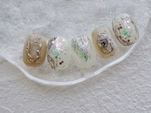 ハイネイル 池袋(Hi nail)/オーロラホロのグレージュネイル