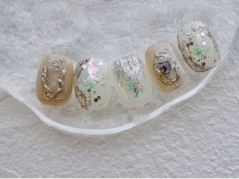 ハイネイル 池袋(Hi nail)/オーロラホロのグレージュネイル