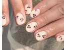 ホワイトピンクお花ホロネイル
