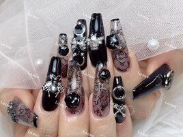 Y2Kネイル／黒レースネイル