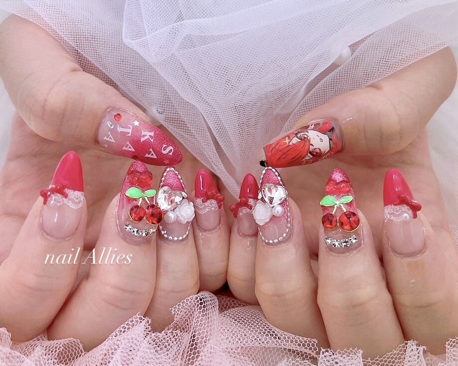 ネイルチップ オーダー さくらんぼ フラッシュ マグネット フルーツ ハートホロ ネイルチップ オーダー さくらんぼ フラッシュ マグネット