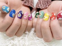 ソンリエ 青竹店(SONRiE)/カラフルフラワーネイル