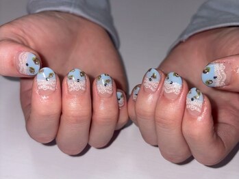 ジェミーネイル シンジュク(Jemiy nail shinjuku)/【Remi】花フレンチレース¥10900