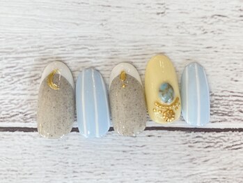 ネージュ バイ リアンジュ 辻堂(Neige by Reange)/ストライプ×砂フレンチ