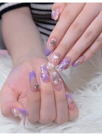 ラベンダーチェックネイル
