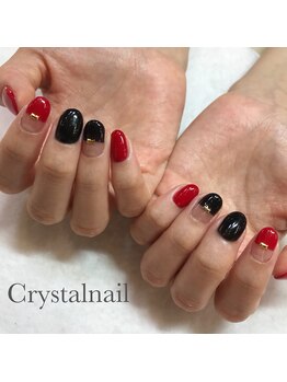 クリスタルネイル ボンベルタ橘店(CRYSTAL NAIL)/ワンカラー×フレンチ