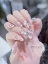 パステルピンクのお花ネイル