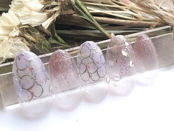 ネイルサロンアンドスクール ラフィーネ 池袋店/紫陽花ネイル◆￥7990
