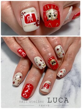 ネイルアトリエルカ(nail atelier LUCA)/M-539 大人可愛いお正月ネイル
