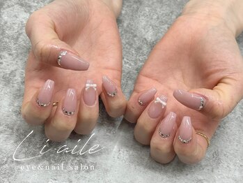 リエル 上本町店(Li aile)/フェミニンピンク*リボンネイル