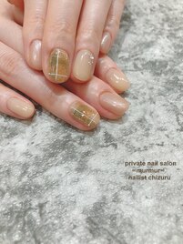 冬チェックネイル