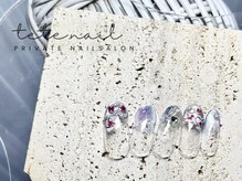 テテネイル(tete.nail)/ハート型マグ、桜風の押し花nail