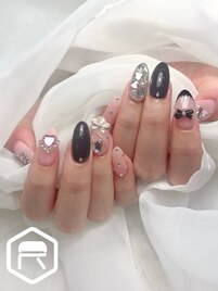 ブラック×ピンクネイル