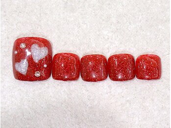 リノ ネイル(Rino nail)/9月の新作　白ハート　709n4