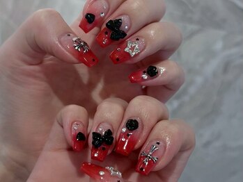 レッドグラデーションネイル