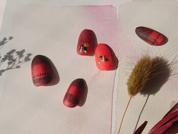 ソウ 難波店 nail salon Sou/赤黒チェックnail