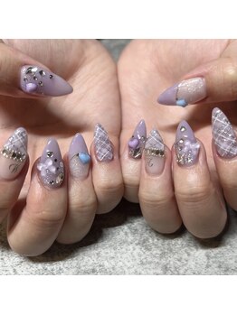 イロ(iro)/チェックネイル♪パープルネイル