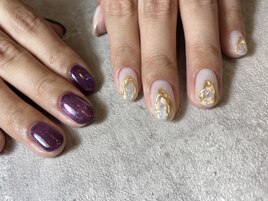 非対称ネイル☆M+M/M+L/L+L