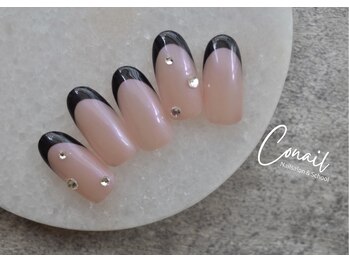コーネル(CONAIL)/《90分B》黒フレンチネイル