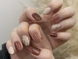 ミラー×アートフラワーネイル