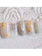 たゆ ネイル(たゆnail)/手描きミモザ春ネイル♪