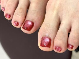 【フットネイル】赤マグネット