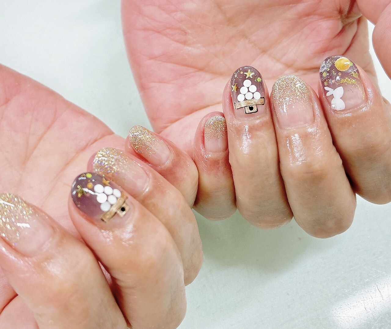 オーダーネイルチップ ニュアンス夏ネイルワンホン推しネイルシェル