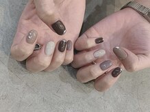 ドレス ネイルアンドアイラッシュ 三国(Dress)/brown ニュアンスネイル