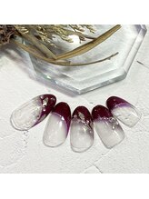 サロンR/リーフ柄斜めフレンチ