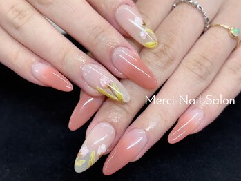 メルシー(Merci)/【チップ長さ出し】手描き水彩花